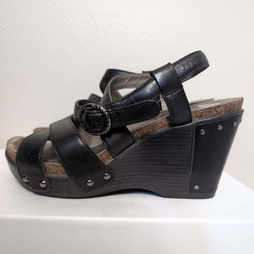 Strappy Leather Studded Wedge Platform Sandals